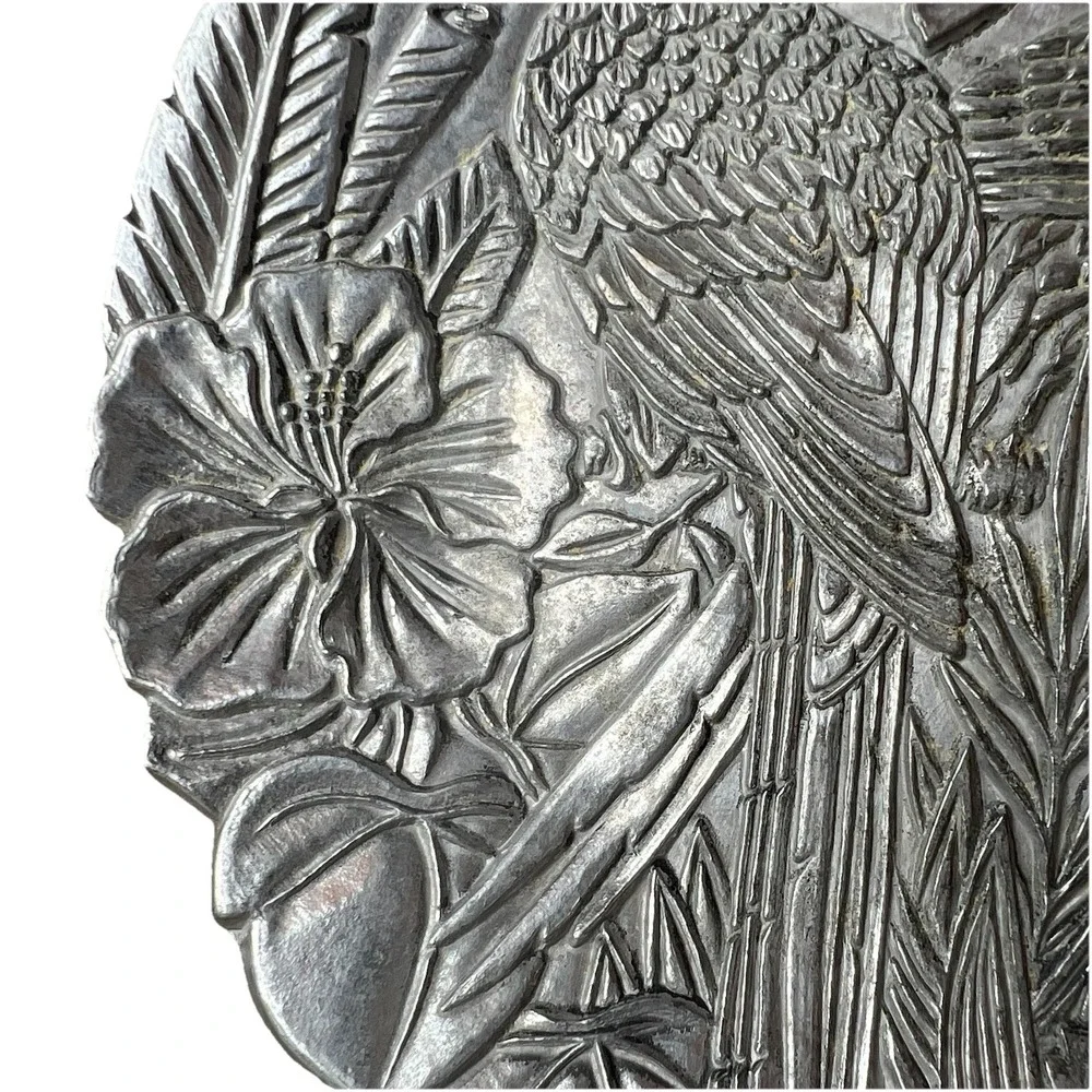 Vintage 1992 Leeber LTD. Elegance Embossed Parrots, Tropical Decorative Plate